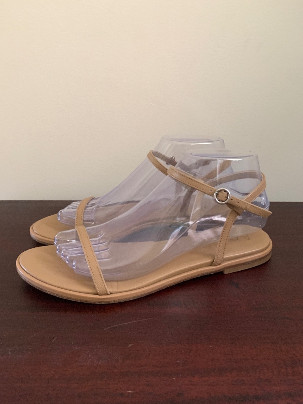 Aeyde Nettie Minimalist Nude Tan Beige Leather Sandals 38